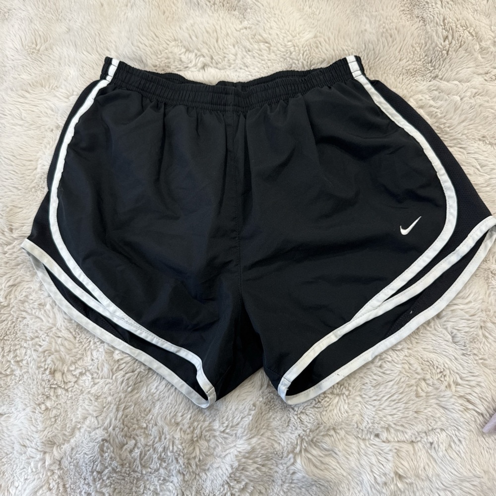 Nike Women's Black and White Athletic Shorts